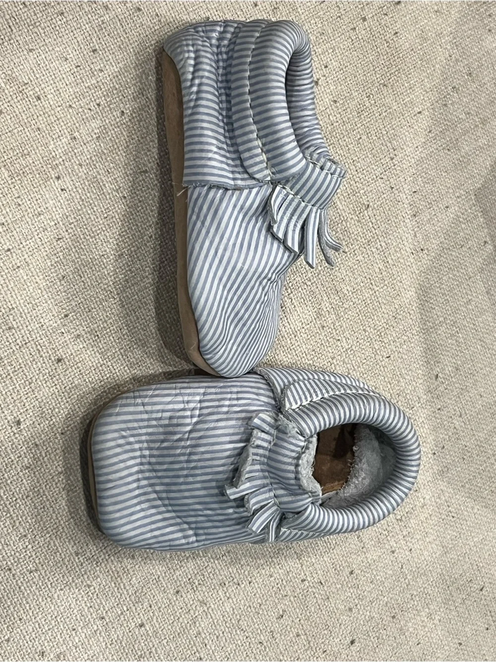 Seersucker Freshly Picked Leather Baby Moccasins